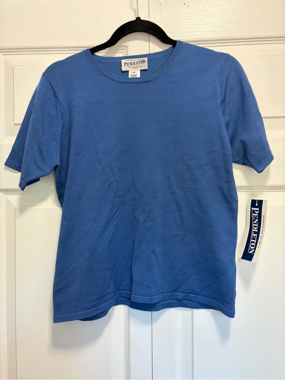 Pendleton silk nylon Short Sleeve Top NWT Blue M PETITE